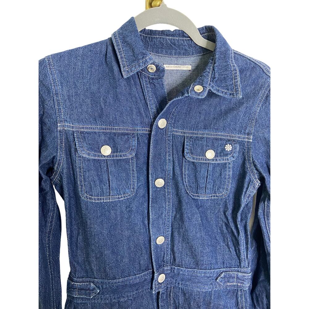 Alexa Chung for AG Loretta Denim Romper Long Sleeve Western Cowboy Country Small - Picture 5 of 8